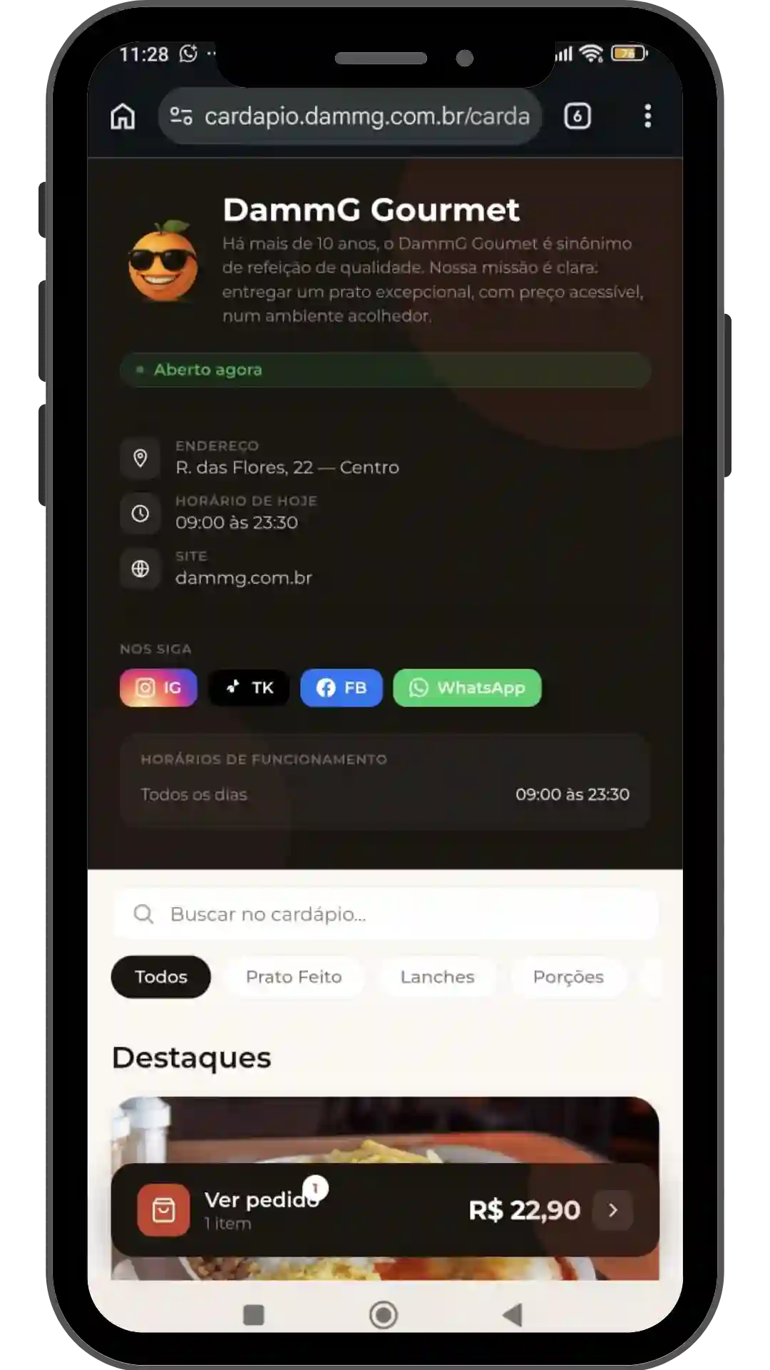 Tela inicial personalizada